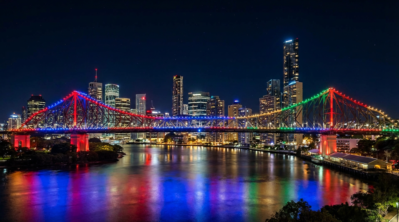 Brisbane river and Story Bridge at night